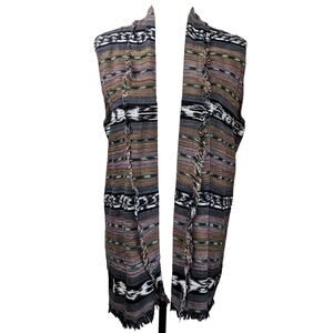 Vintage Southwestern Handmade Vest Serape Blanket Fringe Aztec Womens OS VTG